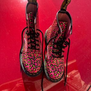 Dr. Martens Neon Pink Leopard Combat Boots